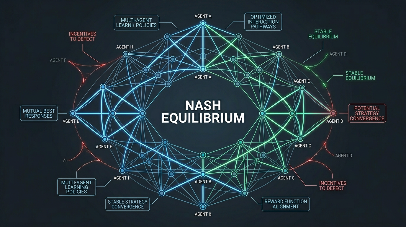 Abstract network visualization representing multi-agent AI systems